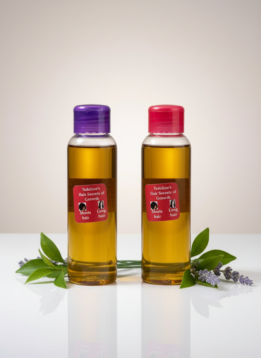 Professional Tedeline's Hair Secrets of Growth product image with purple and red cap bottles